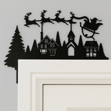 Christmas Door Trim Decoration, Santa Ornament Seasonal Decor Wood Hosting