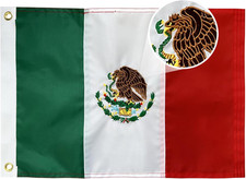 Mexican Flag 12X18 Inches Outdoor, Embroidered Bandera De Mexico Flags for Boat,