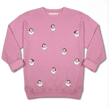 Simply Southern Santa Bubble Gum Holiday Long Sleeve Crew Sweatshirt M/L