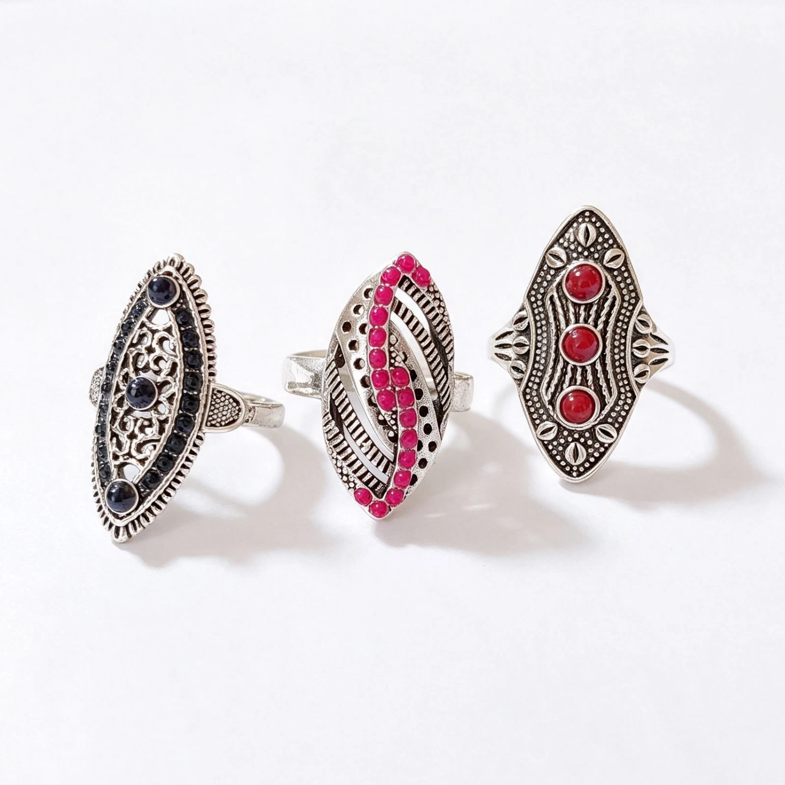 Wholesale 50pcs Lot Bohemian Ethnic Style Ring Hollow Carving Jewelry Men Women - product detail image 9