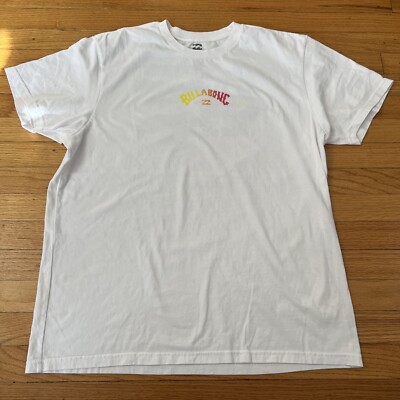 Billabong  Crash T-Shirt Surf Men s XL Surfing Skate White Yellow Pink 2-sided