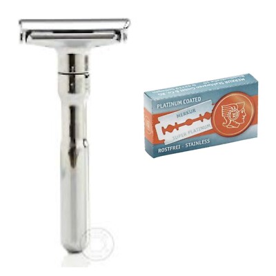 Merkur FUTUR Adjustable Safety Razor Chrome Finish #701001 Germany W 10 Blades
