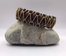 New Handmade 550 Black Brown & Gold Paracord Survival Bracelet Made in the USA!