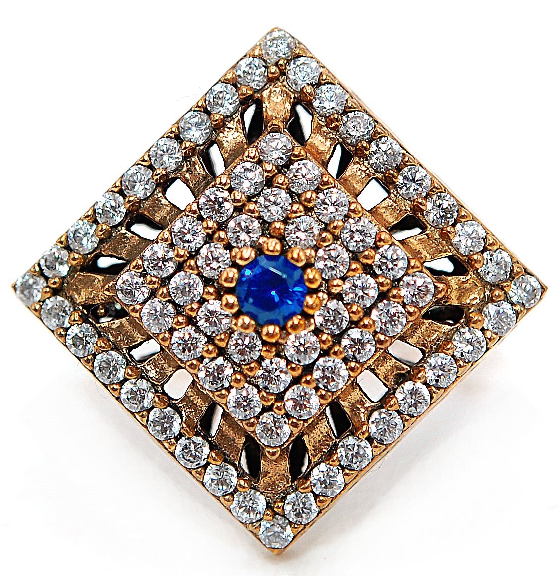 Exquisite Ottoman-Era Style 1CT Treated Sapphire 925 Sterling Silver Ring Size 8 HB3-3