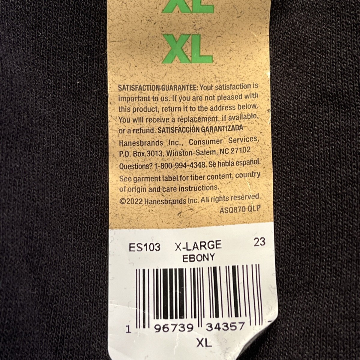 Hanes Hoodie Womens XL Black Ebony Ecosmart Fleece Midweight Kanga