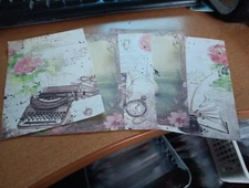 5X SHEETS NOSTALGIC/VINTAGE FOR SCRAPBOOKING/JOURNALS  +/- 13X9 CM (VIN1323)