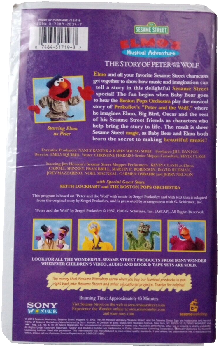 Sesame Street Elmo's Musical Adventure Peter and the Wolf VHS 2001
