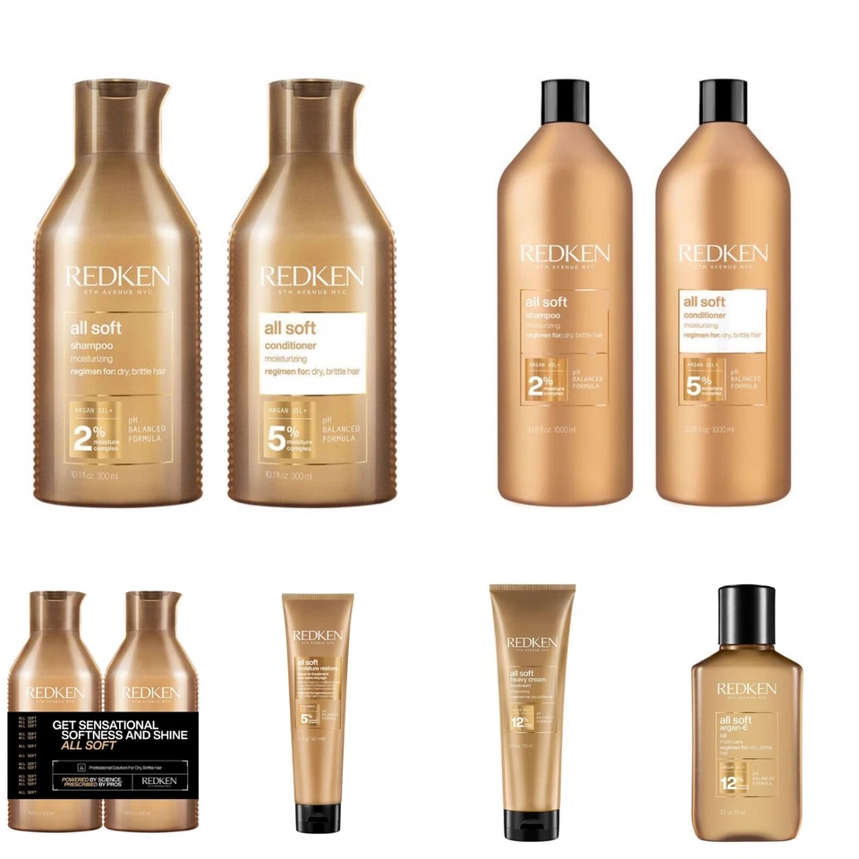 Redken Professional All Soft Shampoo,Conditioner,Treatment 300ml-1000ml Option