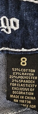 Love Indigo Premium Women's 8 Jeans, Flap Embroidered Pocket Wash