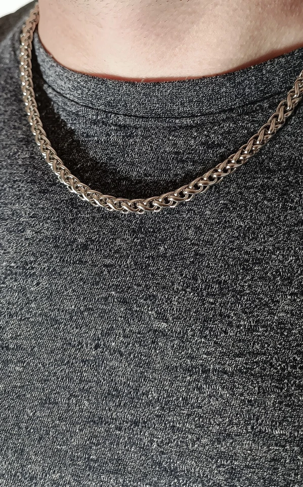 Edelstahl Zopfkette Halskette Massiv 2-7 mm Silber Herren,Damen Modeschmuck - Bild 4 von 4