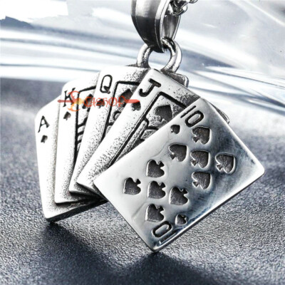 ALILANG Ace Of Spades Rhinestone Pendant Necklace - Royal Flush Playing Card Design, Silver Tone Chain, Gift For Casino Lovers