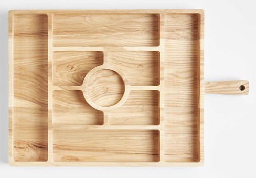 NEW - Crate and Barrel Carson Large Sectioned Ash Wood Serving Board - Picture 2 of 2