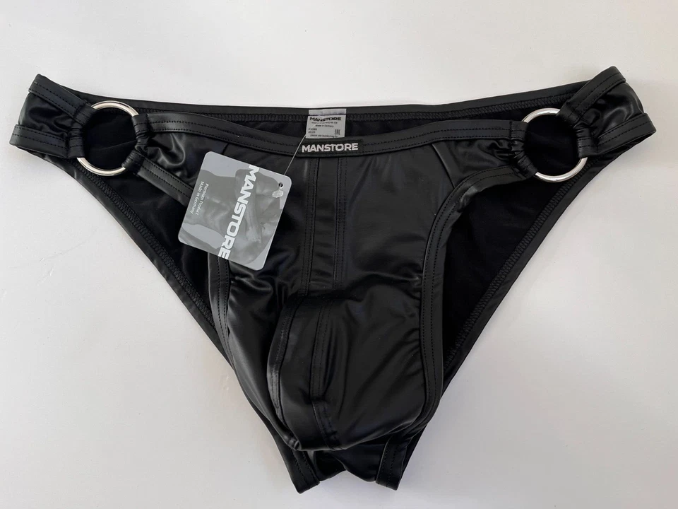 Cueca em forma de loja M2289 tamanho M: nova imitação de couro preta - Imagem 3 de 4