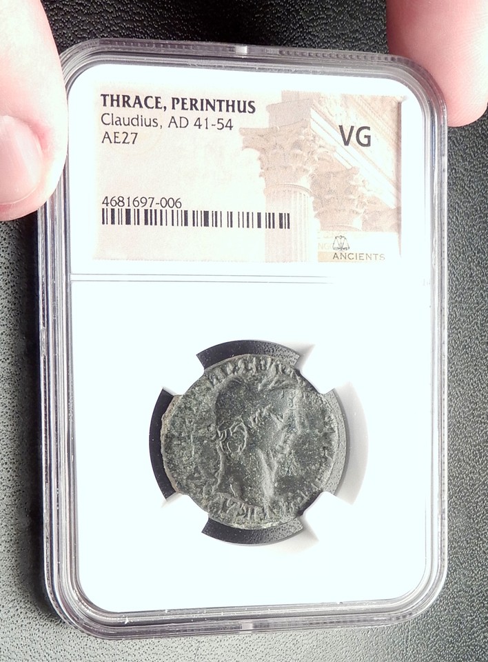 CLAUDIUS Authentic Ancient 41AD Perinthos Thrace Roman Coin w ISIS NGC ...