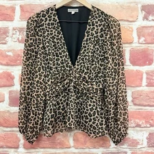  Pleione Top Womens Small Multicolor Abstract Animal Print Shirt