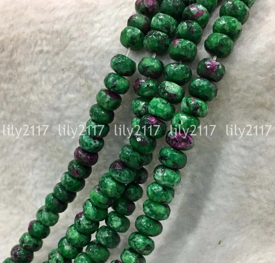 Hermosas gemas rojas facetadas de 5x8 mm en cuentas sueltas de ábaco Zoisite Rondelle de 15"" Foto 3 de 3