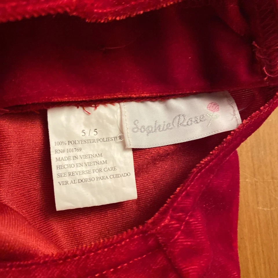 Vestido Sophie Rose Boutique Niñas Talla 5 Rojo Pana Volantes Cuentas Muñeco de Nieve Foto 4 de 4
