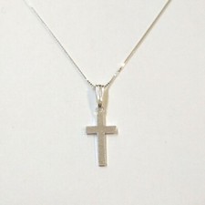 925 Sterling Silver 15mm CROSS Charm Pendant with Fine 0.8mm BOX Chain Necklace