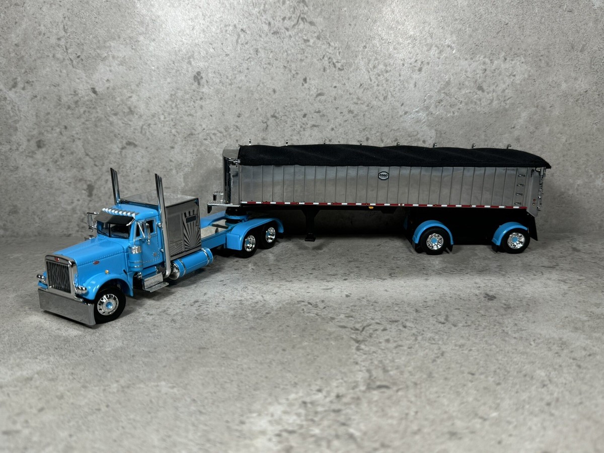 1/64 Peterbilt 379 w/ MAC Coal End Dump Trailer Cyan/Chrome DCP by