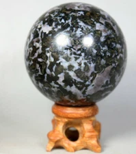 0.73lb Large MERLINITE Mystic Tumbled Ball Stone Magic Shaman Psilomelane Gabbro