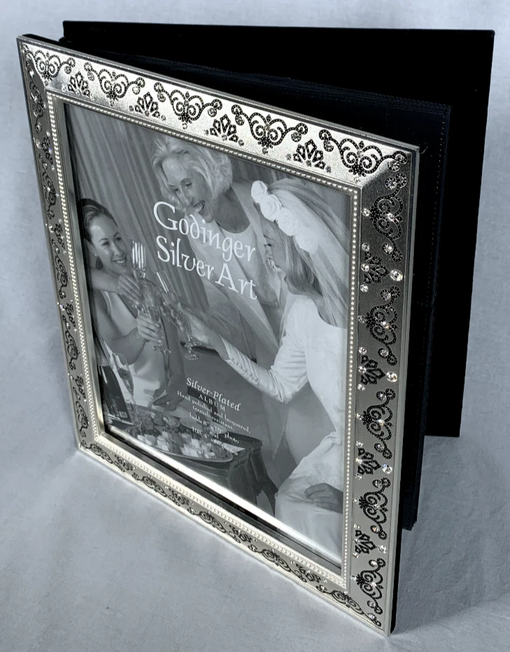 Godinger Silver Diamonds w/ Crystal Accent 8x10 Photo Album Holds 100 4x6 Photos - Image 2 of 4