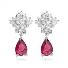 Elegant Petal Cluster Stud Pear Drop Earrings
