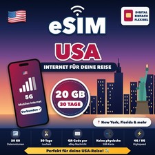 eSIM USA 20GB 30 Tage Internet Urlaub Reise New York Florida Digital