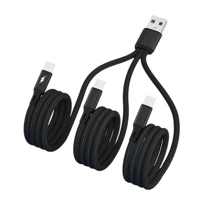 3-in-1 Nylon Braided Laptop Charger Wire USB to 3x Type-C Charger Cable Wire