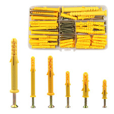 150 Pcs Wall Plugs and Screws for Brick,Masonry,Heavy Duty, Plastic Expansion Pi
