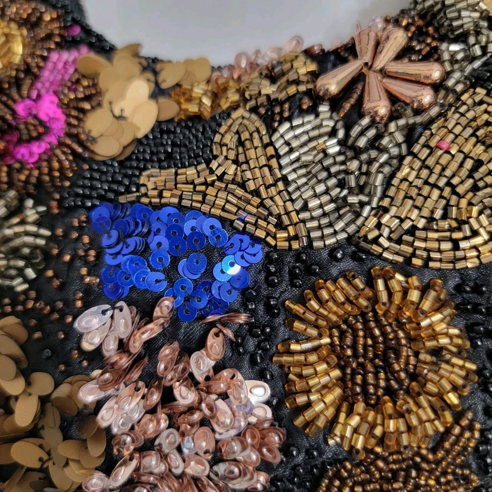 Dark Embellished Hand Beaded Sequin Black Shoulder Purse Fall Whimsigoth Fairy - Image 2 of 4