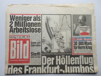 Bild Zeitung vom 03.06.1989, Gunther Gabriel, Linda Hamilton, Rolling Stones