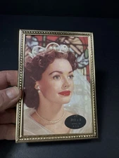 Vintage Metalcraft Picture Photo Frame 2 1/2x5 Ornate Gold Tone Patti Page 1950