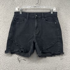Judy Blue Shorts Womens Large Fit 30 High Rise Black Jean Jort Cut Off Stretch