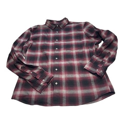 Apt. 9 Flannel Shirt Men's XL Red Black Check Stretch Standard Fit Button-Up