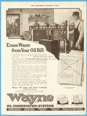 #ad #ad 1921 Wayne Oil Tank and Pump Company Fort Wayne Indiana Erase Waste 1920#x27;s Ad $10.99