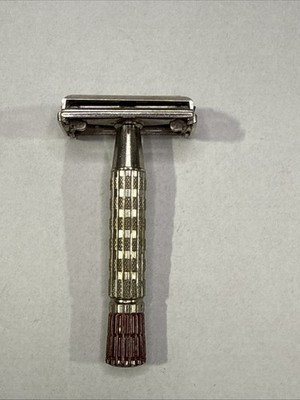 Vintage 1957 Gillette Super Speed Heavy Red Tip DE TTO Razor Date Code C1