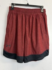 Under Armour Gym UA Muscle Athletic Logo HeatGear Shorts Mens M Red/Black