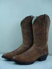Women's sz 9.5 B M Ariat Heritage Brown Leather Western Cowboy Boots Embroidered