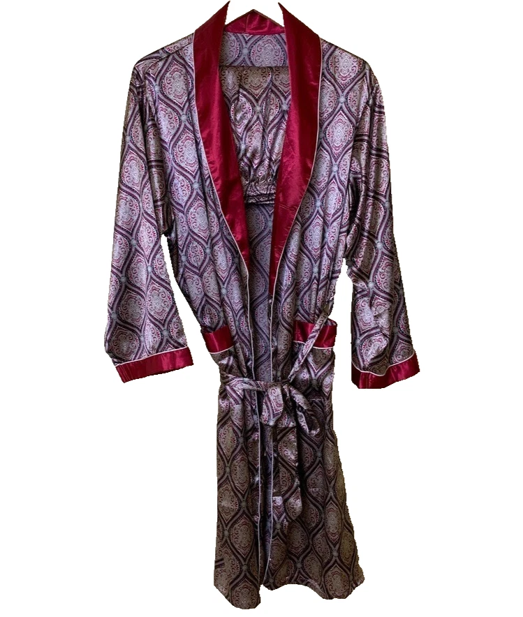chinese dress ladies Luxury Artisan Silk Robe and Pajama Set for Men, Washable Natural Mulberry Silk Custom / Deep Blue