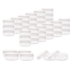 10 Gram Sample Containers Clear Plastic Cosmetic Jars Lids Refillable 40 PK