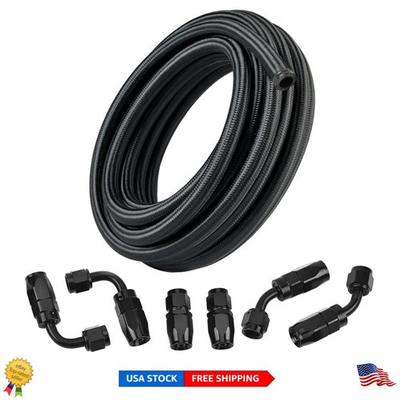 #ad #ad 4AN Fuel Line Kit 10FT Braided Nylon Hose for High Pressure Use $77.98