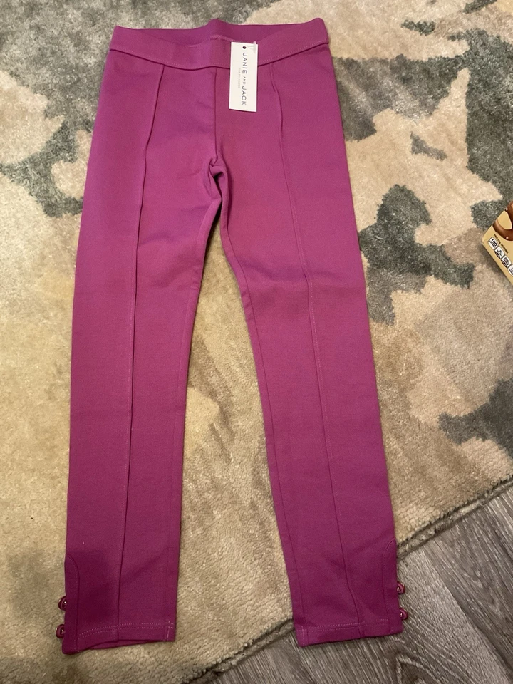 Janie and Jack Button Cuff Ponte Knit Pants NEW sz 6 Girl Legging elastic waist - Image 2 of 4