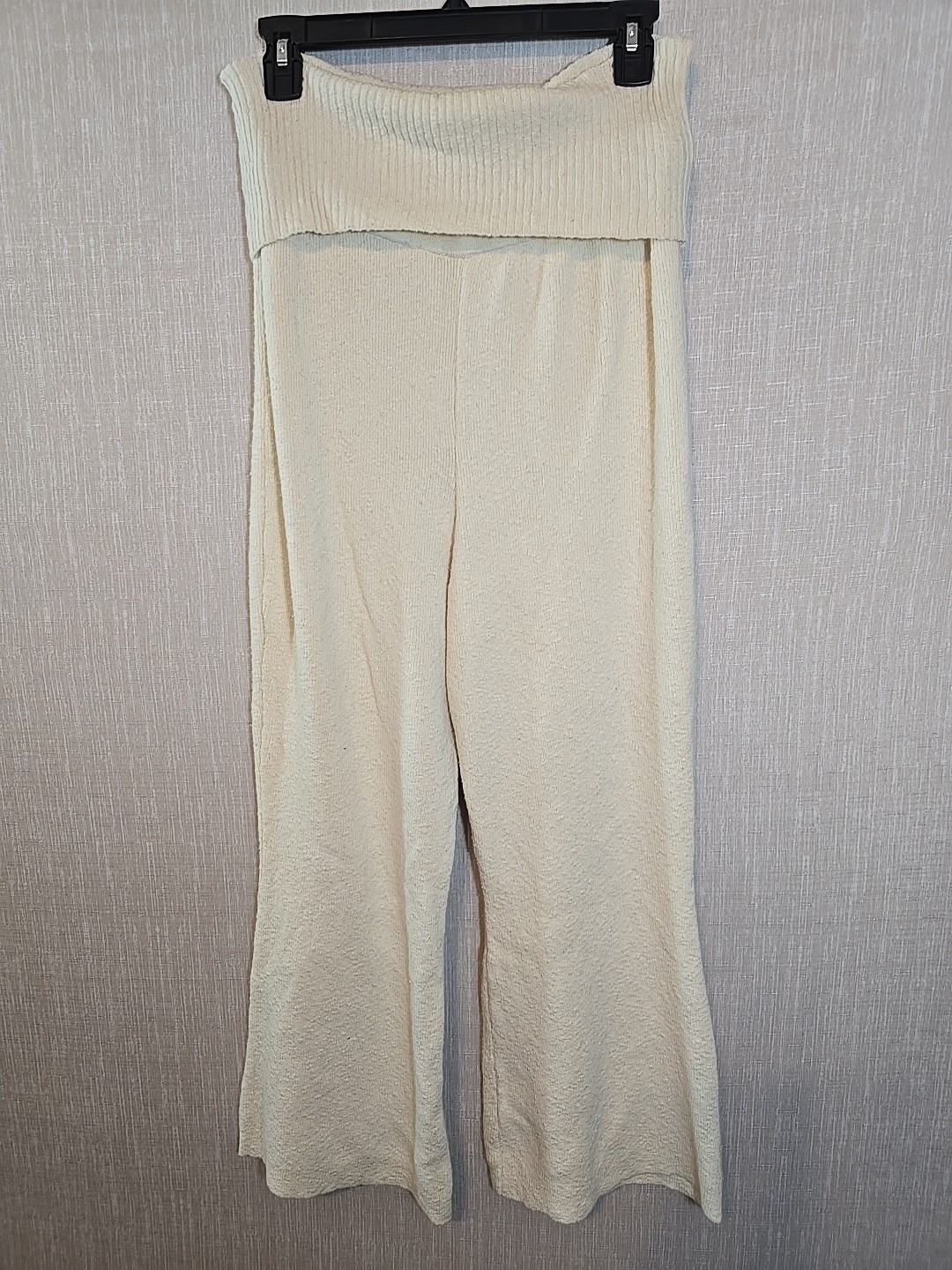 Free People Beach Women Pants Ribbed Knit Foldover Waist Flare Leg Size L