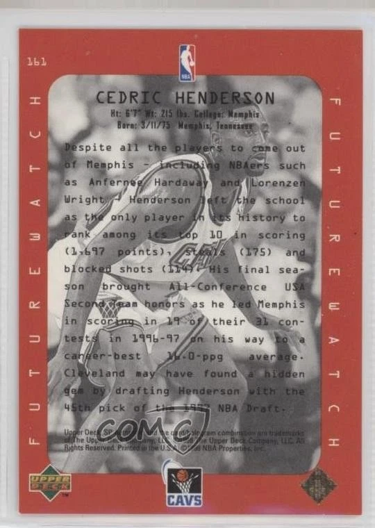 1997-98 SP Authentic Cedric Henderson #161 Rookie RC - Image 2 of 2