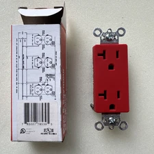 BOX OF 10 PASS & SEYMOUR 26352-RED DUPLEX RECEPTACLE, 20A, 125V, RED L38