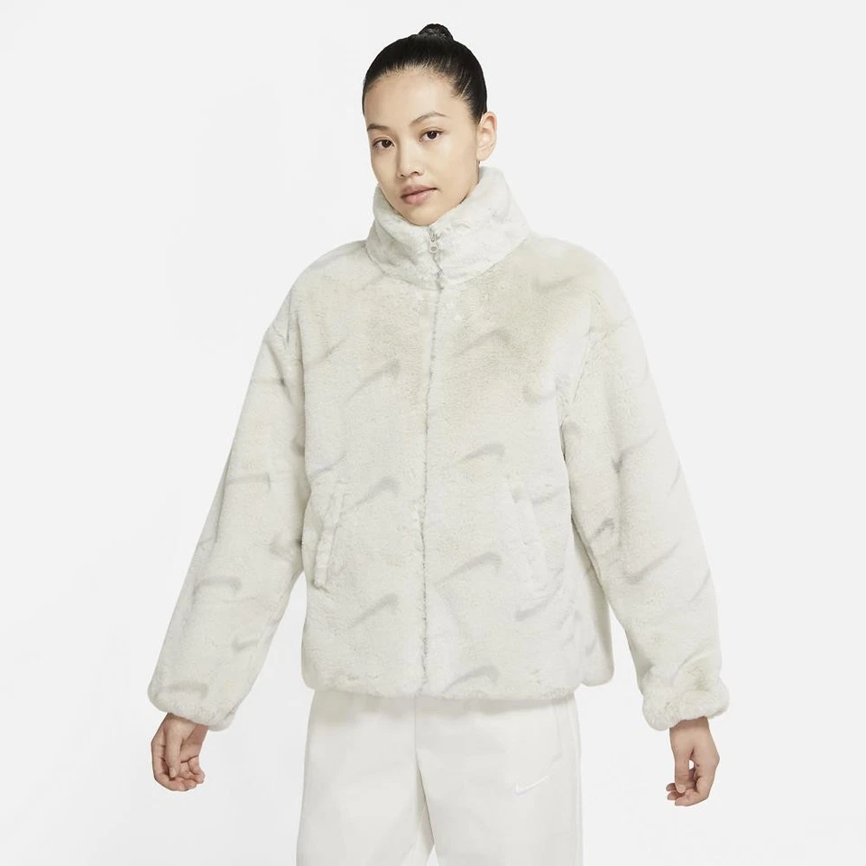 Nike NSW Push Printed Faux Fur Damen Jacke Kunstfell Frauen Parka Winterjacke - Bild 1 von 1