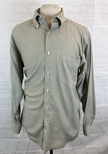 Talbots Men's Olive Green Striped Cotton Dress Shirt Large Casual Portugal