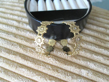 Gold Tone 1.5" Flower Link Hoop Pierced Earrings