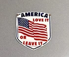 VINTAGE AMERICA LOVE IT OR LEAVE IT PORCELAIN SIGN CAR GAS TRUCK MOTORCYCLE OIL