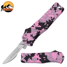 Defender 5.5" Pink Digital Camo Design Handle Replaceable Blade Folding Scalpel